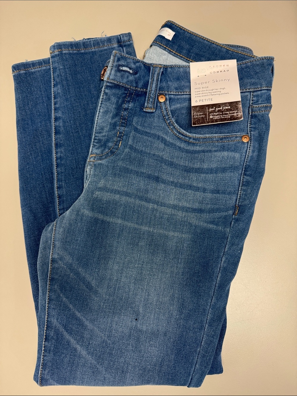 LC Lauren Conrad Super Skinny Blue Jeans Size 6 Petite